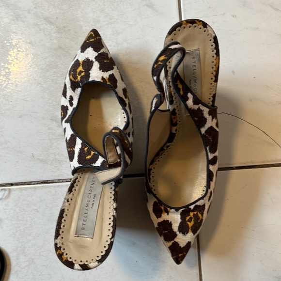 Stella McCartney Leopard Print Canvas Slingback Nathalie Wedges Size 41 - Picture 6 of 7